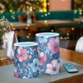 thumbnail image 6 of Pink Blue Floral Flickering Flameless Candles Battery Operated with Remote Timer LED Pillar Candles Set of 2, 6 of 7
