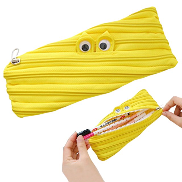 Zipit Pencil Case, Cute Monster Design Zipper Pencil Case for Students - Large Capacity Stationery Box, Blue Color, Machine Washable Organizer for School Supplies and Kíds Use