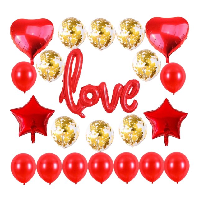 Globos De Látex De Confeti Con Cinta Para La Decoración De La Fiesta De Cumpleaños De La Boda Conjunto Rojo Sunnimix Globo de San Valentín