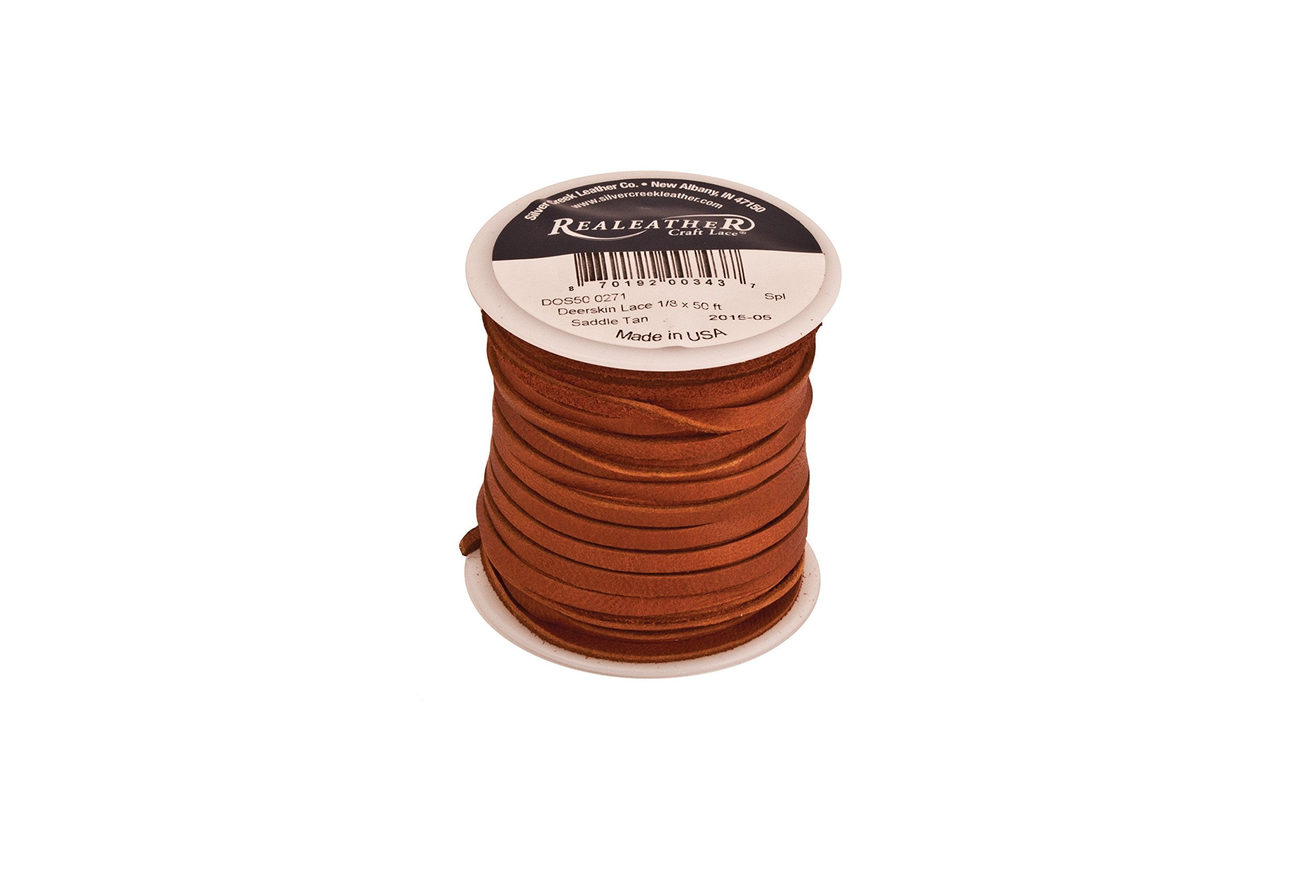 Silver Creek Leather Co Realeather Deerskin Leather Lace for Crafts and Jewelry Making, 0.2 x 50', Saddle Tan 0.2" x 50'
