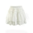 thumbnail image 6 of Mini Skirts for Girls, Solid Color Ruffle Tiered Elastic Waist Casual Short Cute Skirt Mid Length Skirts for Women White 11Y, 6 of 9