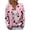 Pink, variant on Women Cardigan Crew Neck Halloween Skeleton Graphic Button‑Front Long Sleeve Outerwear for Daily Walking