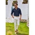 thumbnail image 6 of COOFANDY Men's Chambray Shirt Solid Oxford Shirt Long Sleeve Button Down Shirts, 6 of 8