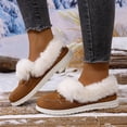 thumbnail image 3 of Women's Cozy Furry Slip on Boots Winter Warm Plush Lined Walking Loafers Suede Warm Cozy Flat Mules Shoes Brown Size 9, 3 of 6