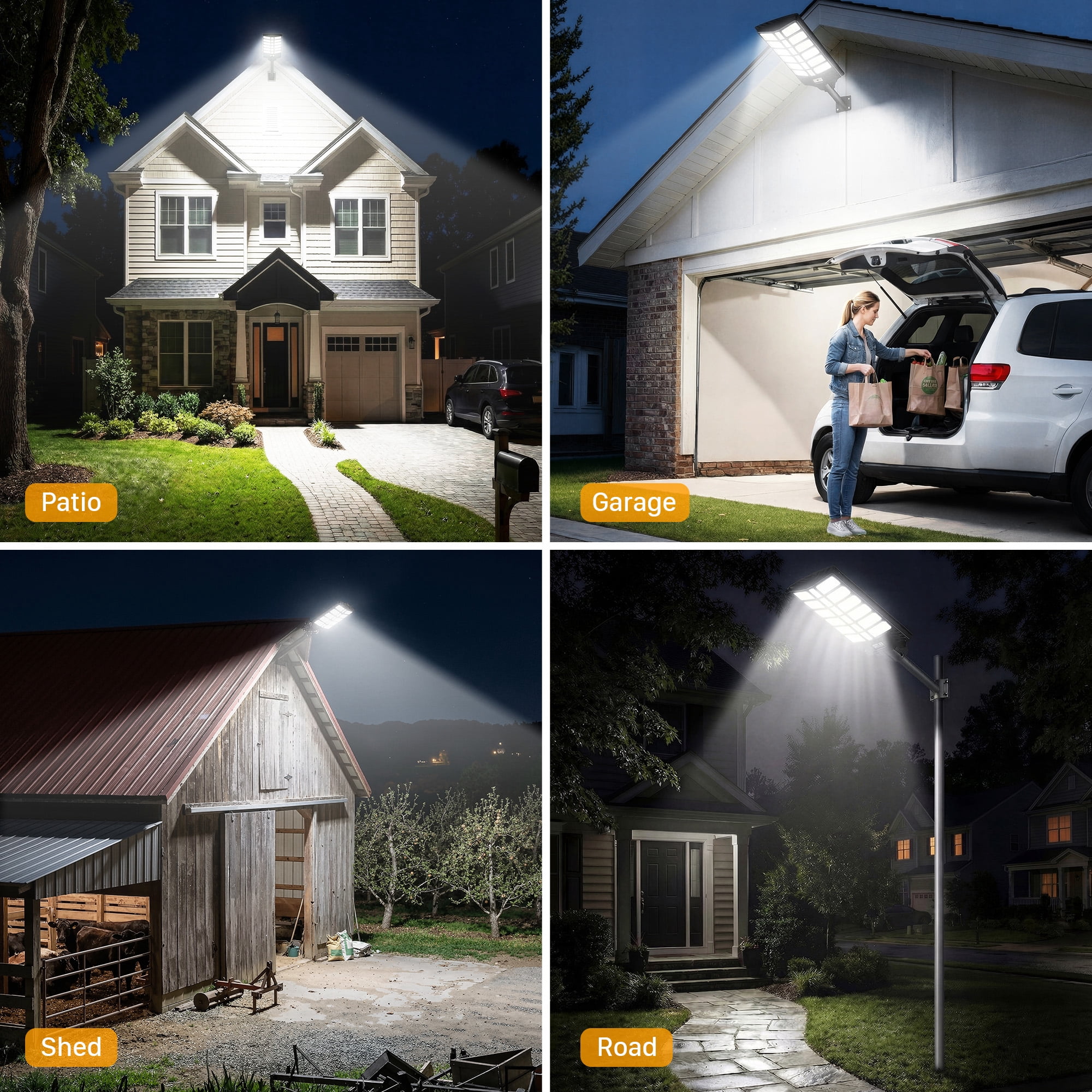IJIL Solar Street Light Outdoor Waterproof with Motion Sensor for Parking Lot Yard Path  Driveway Farm