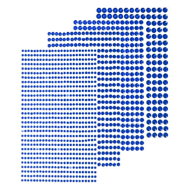 5376Pcs 12 Hojas de Pegatinas de Rhinestone 3/4/5/6 mm Gemas Autoadhesivas para Decoración DIY, Azul Oscuro