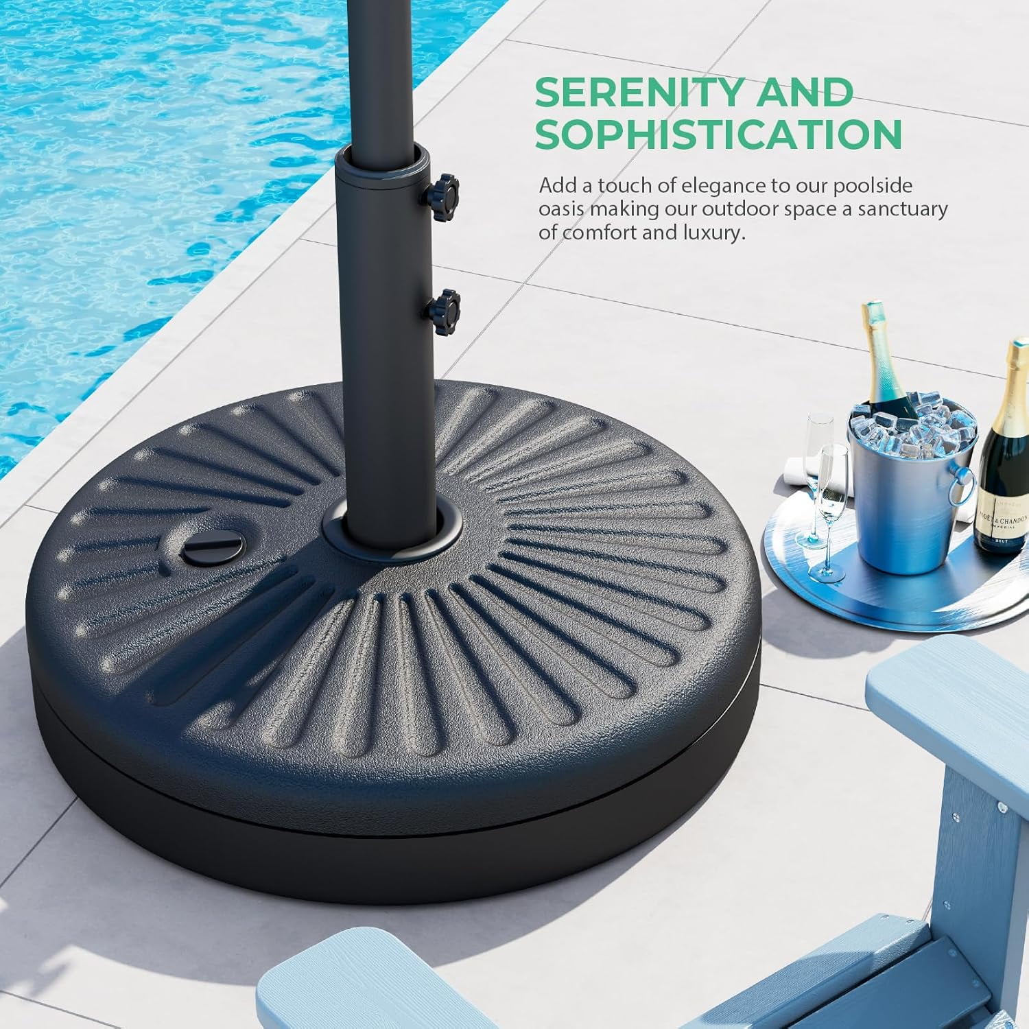 Patio umbrella stand with a maximum load capacity of 81.5 pounds, outdoor water-filled umbrella base, heavy-duty market umbrella stand, suitable for patio, terrace, poolside (black): patio, lawn, and