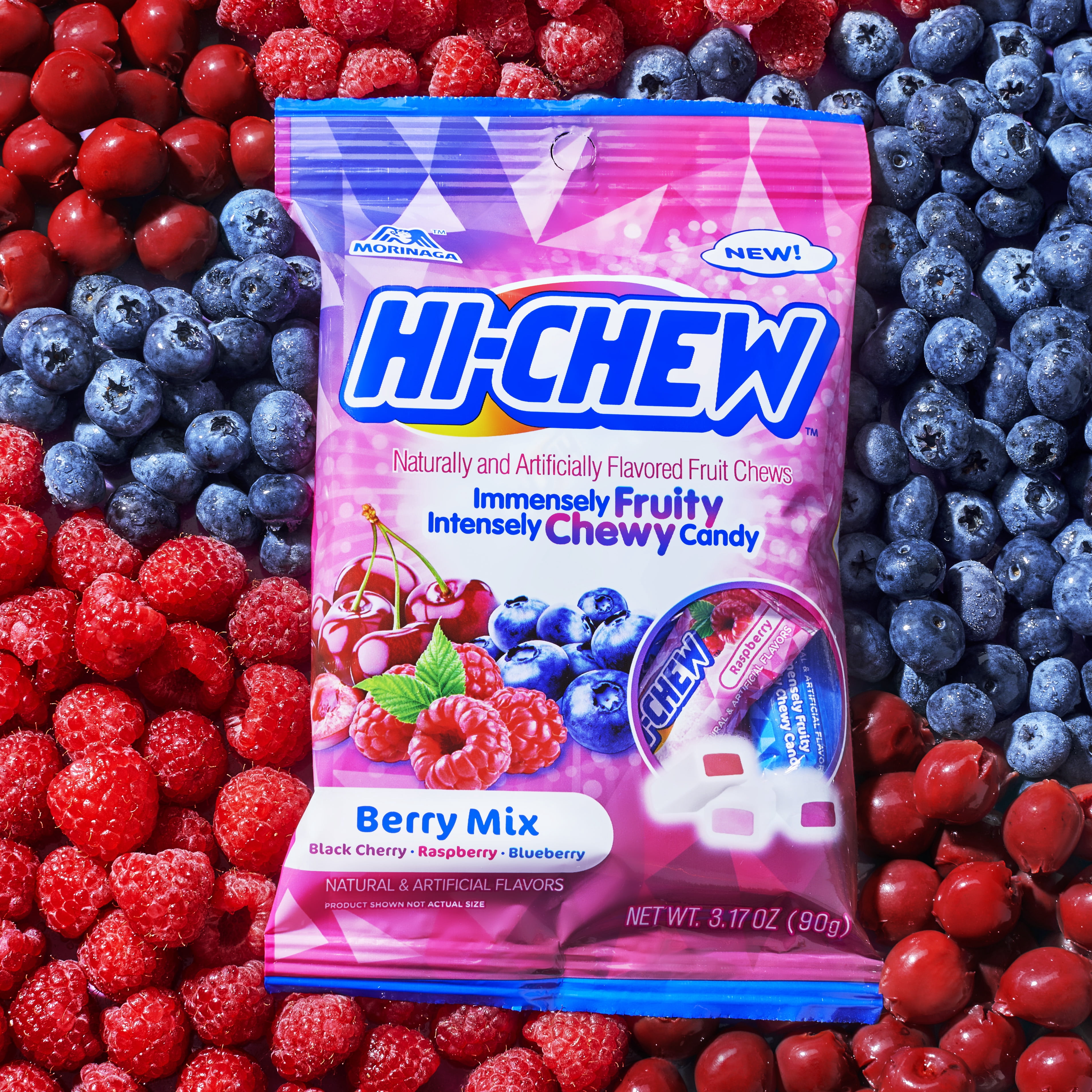 HI-CHEW Berry Mix, Pack of 6 Bags, 3.17oz each - Blackberry Cherry Raspberry, Unique Fun Soft & Chewy Candy - Immensely Juicy Fruity Candy Flavors, Individually Wrapped for Sharing