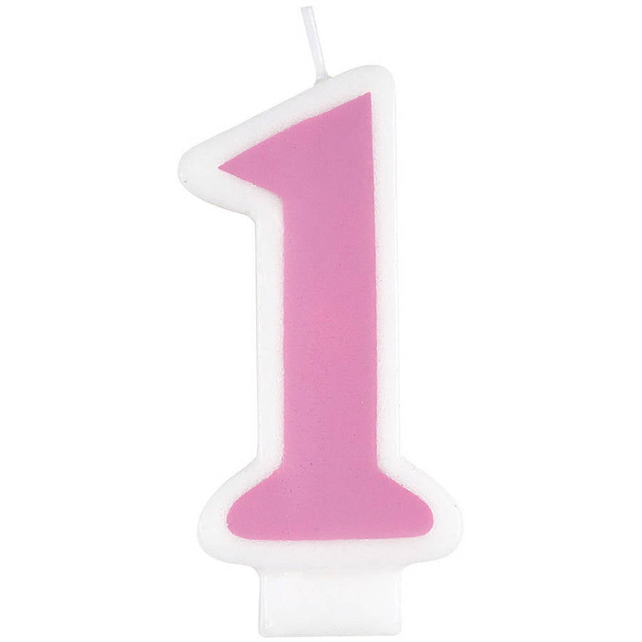 Number 1 Birthday Candle, 3 in, Pink, 1ct - Walmart.com - Walmart.com