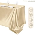 thumbnail image 4 of 1 Pack Champagne Satin Tablecloth 102 x 58 Inch Overlay Satin Table Cover Rectangle Bright Silk Tablecloth Smooth Fabric Table Decoration for Wedding Banquet Party Events, 4 of 7