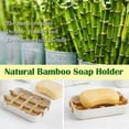 thumbnail image 2 of Set of 2 Natural Bamboo Soap Holders for Bathroom and Kitchen, 2 of 5