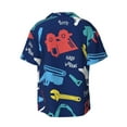 thumbnail image 2 of Xecao offers the Colorful Excavator for Men's Casual Short-sleeved Shirt, a button-up collared shirt with a pocket, perfect for beach vacations and yacht travel in the Large size., 2 of 7