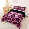 thumbnail image 6 of Erosebridal Chic Pink Leopard Print Full Size Comforter Sets For Girls,Kids Princess Bowknot Bedding Sets,Black Reversible,3 Pieces, 6 of 7