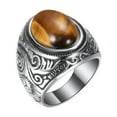 thumbnail image 2 of YYKihy Retro Jewelry Turquoise Stone Rings For Men Steel Inlaid Three Colors Ring Men Domineering Opal Ring, 2 of 8