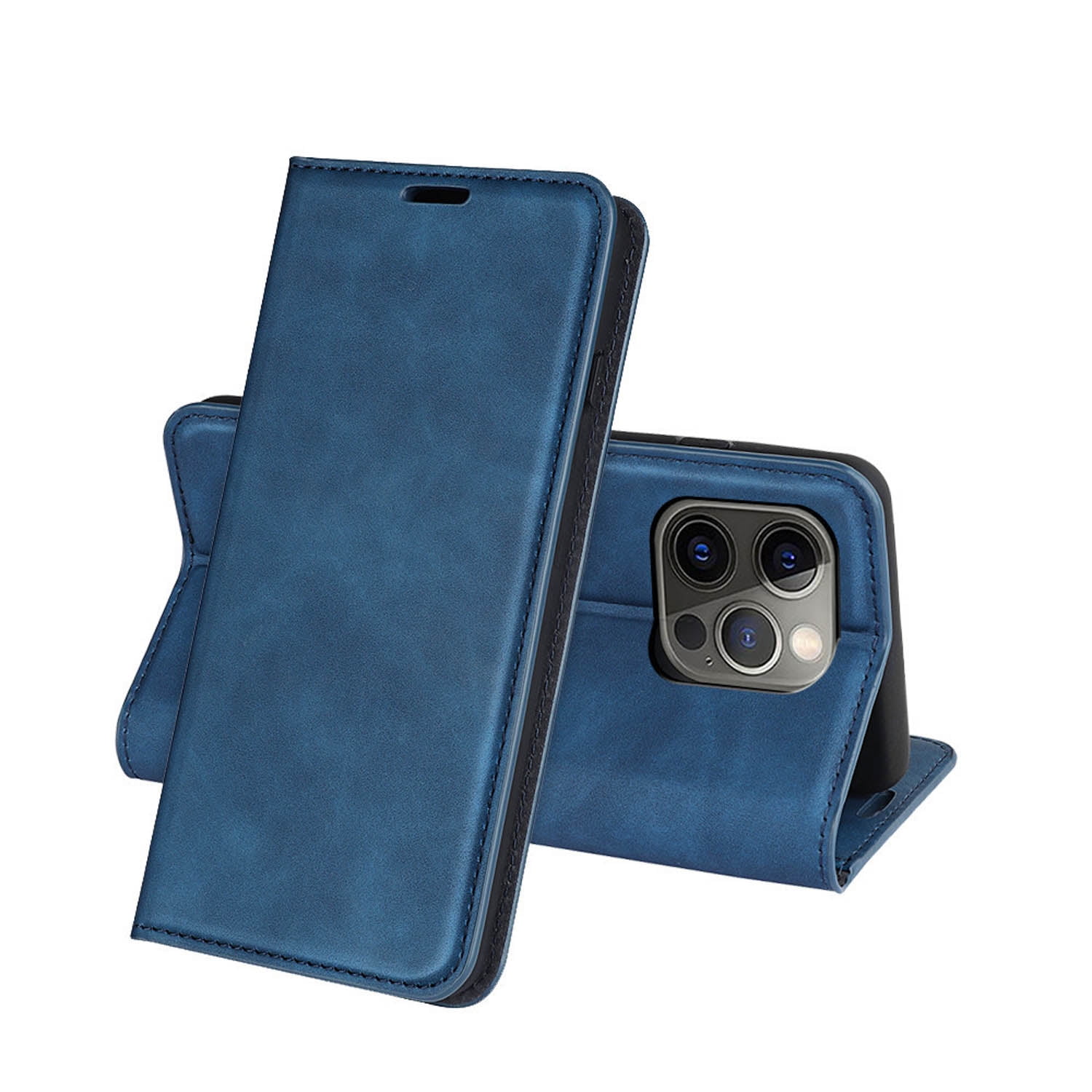 Blue Tiger iPhone 13 12 11 Pro Max Mini Faux Leather Phone Case Wallet