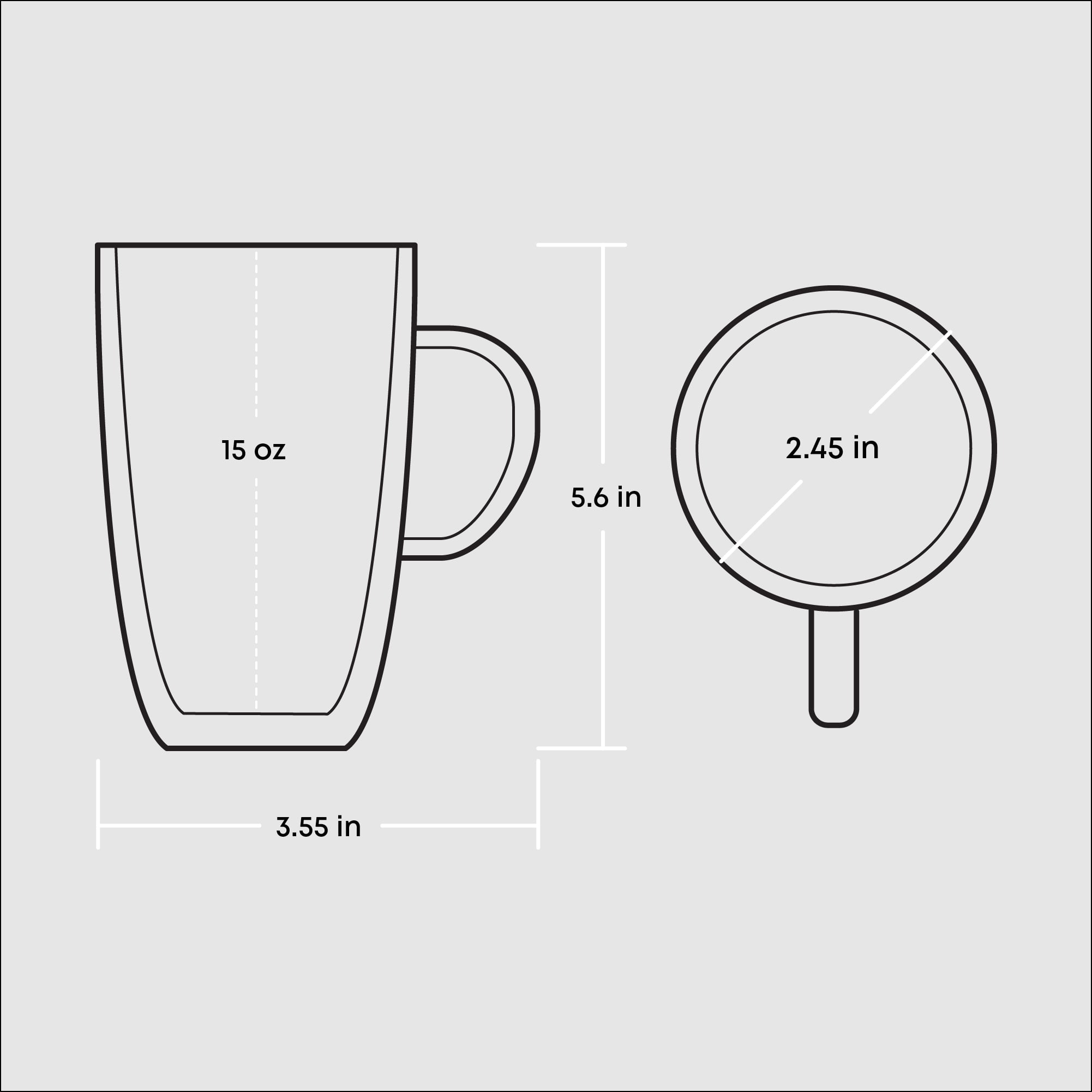 Better Homes & Gardens Ribbed 15 oz Double Wall Glass Mug with Handle