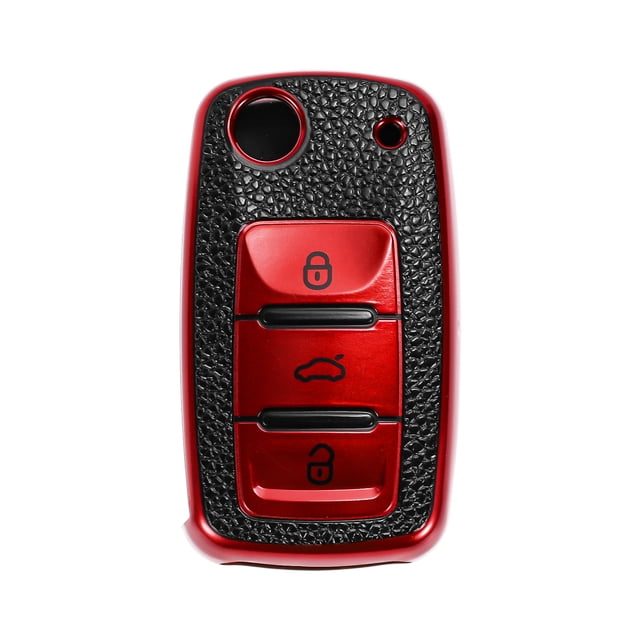 Funda de Llave de Auto TPU Roja para VW Up - Funda de Control Remoto de 3 Botones