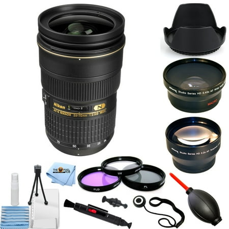 Nikon AF-S Nikkor 24-70mm f/2.8G ED Autofocus Lens (Black) PRO BUNDLE