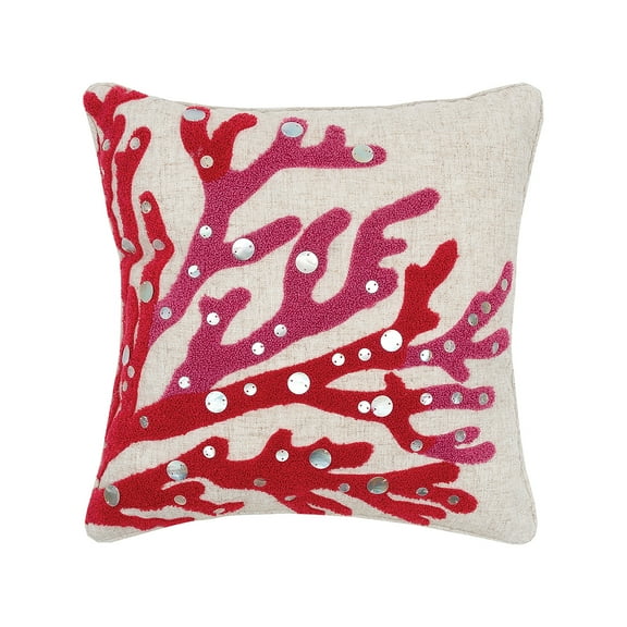 Coral Reef Tufted Throw Pillow, 16" x 16"