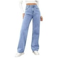 thumbnail image 6 of UAYOTSE Straight Leg Jeans for Women,High Waisted Wide Leg Loose Microelastic Boyfriend Denim Pants(A324-Yellow,5XL), 6 of 9