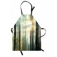 thumbnail image 1 of Nature Apron Fairy Foggy Forest Mist in the Woods Enchanted Wilderness with Sunbeams Image, Unisex Kitchen Bib Apron with Adjustable Neck for Cooking Baking Gardening, Teal Brown, by Ambesonne, 1 of 3