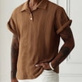 thumbnail image 4 of Zivyakyron Men's Polo Shirts Summer Short Sleeve Collared Clothes for Men Beach Plian Loose Casual Breathable Top, 4 of 5