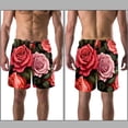 thumbnail image 3 of luoweisi Men's Beach Shorts Quick Dry Swim Trunks with Mesh Lining Roses L, 3 of 5