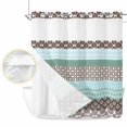 thumbnail image 2 of Boho Geometric No Hook Shower Curtain Waterproof, Bathroom Curtains with Snap in Liners and See Through Top Window, Turquoise Green Brown Tribal Stripes Hotel Style Bathtub Curtains Shower 72"Wx78"L, 2 of 8