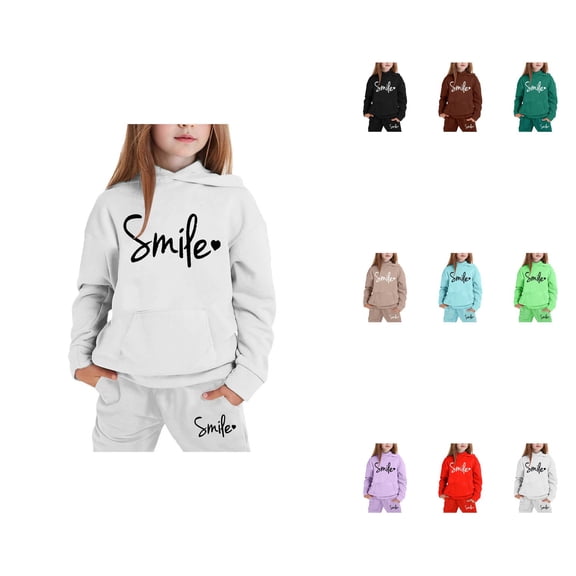 Long Sleeve Solid Warm Hoodie and Sweatpants Set, Kids Casual Pullover Sweat Suit with Jogger Pants for Boys Girls