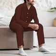 thumbnail image 7 of Fuzoiu Brown Print Men's Long-Sleeved Pajama,Lounge Button Down Nightwear,Mens Notch Collar Pajama Set -XX-Large, 7 of 7