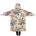 thumbnail image 2 of Oversized Wearable Blanket Hoodie,Pioneer Flower Floral Print Pattern Sherpa Blanket Hoodie with Super Pockets,Super Warm Fuzzy Pullover for Women & Men, 2 of 6