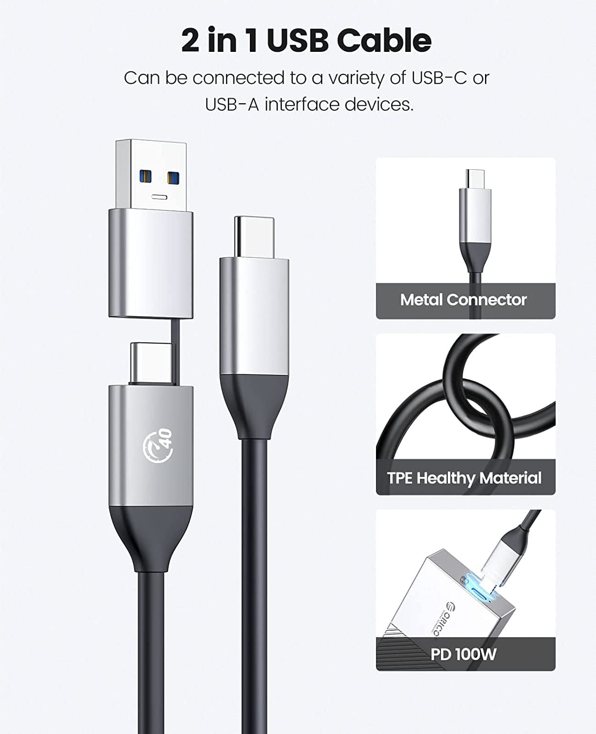 ORICO M.2 NVME SSD Enclosure 40Gbps PCIe3.0x4 USB Type-C Aluminum Adapter, NVME 2280 M-Key(B+M Key) External Solid State Drive Case,Compatible with Thunderbolt 3/4 USB3.2/3.1/Type C-Silver(No Drive)