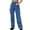 Dark Blue, variant on qolati Women's Cargo Jeans Pants Y2k Elastic High Waist Baggy Jeans Flap Pocket Loose Streetwear Straight Leg Denim Pants