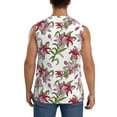 thumbnail image 4 of Uemuo Lilies Flowers Pattern Men's Sleeveless T-Shirt,Muscle Athletic Tank Top, Moisture-wicking Quick-dry Breathable Classic Tee Top for Gym Run Outdoor Sports-Small, 4 of 8