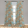 thumbnail image 4 of Ambesonne Floral Curtains, Roses Leaves Romantic Scene, Pair of 28"x63", Pale Brown and Soft Blue, 4 of 5