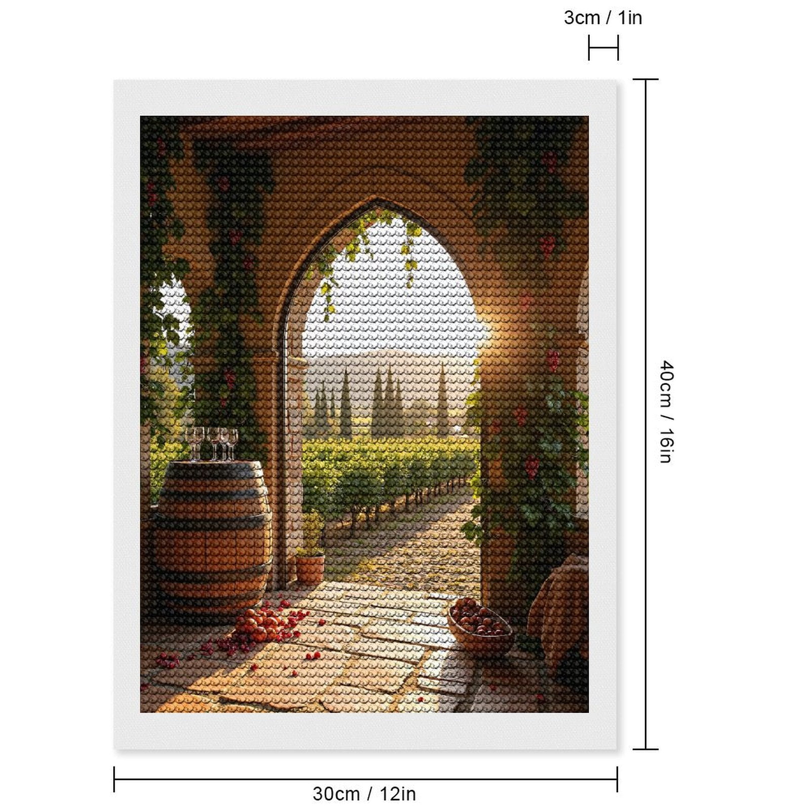 Diamond Art Kits for Adults, Vineyard Sunlight Rustic Barrel Grapes 5D Diamond Painting Kits for Adults Beginners, DIY Full Drill Diamond Painting, Gem Art and Crafts 12x16