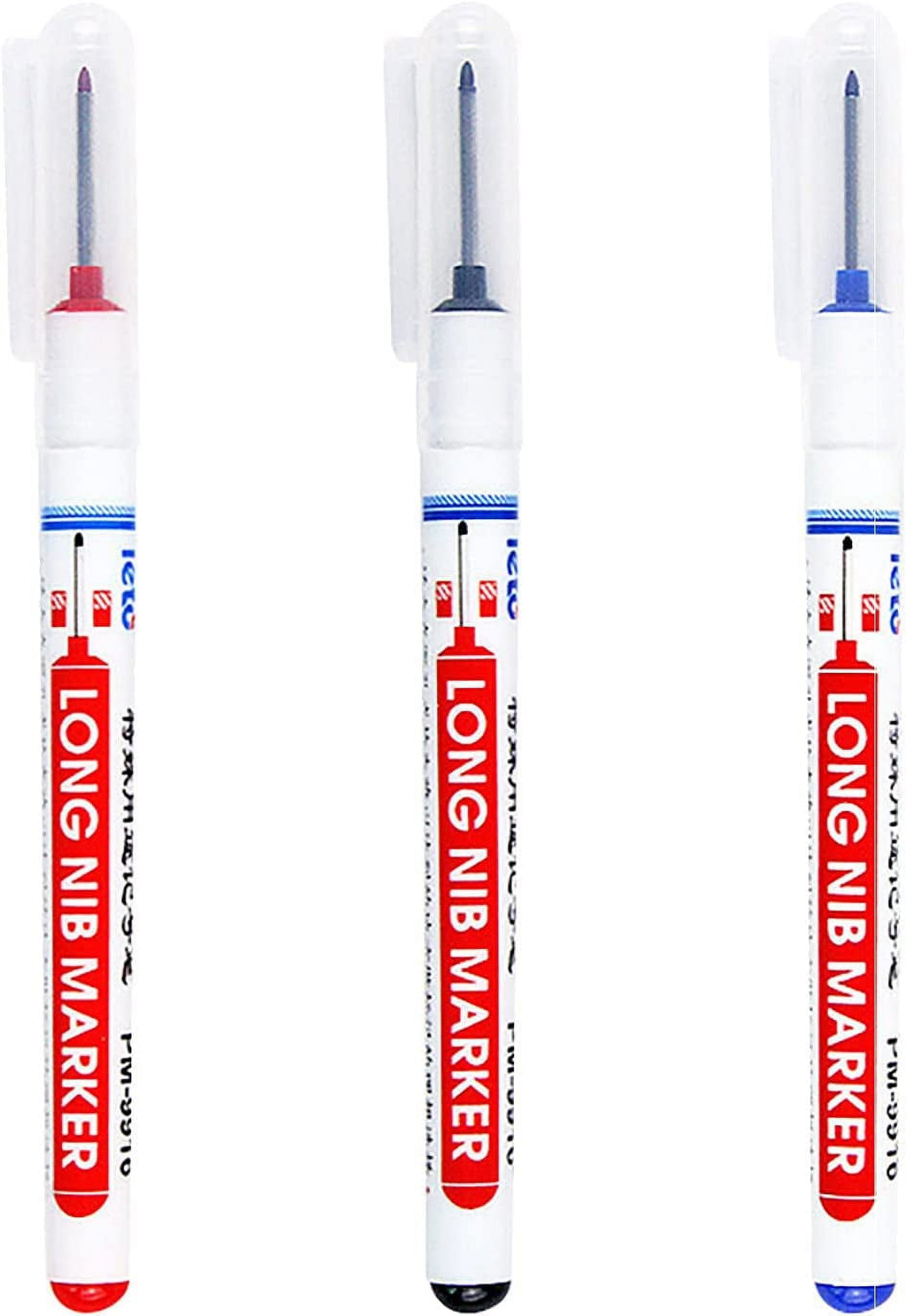 Jinsinto Multi-Purpose Deep Hole Marker Pens - Deep Drill Hole Long Nib Marker - Waterproof Deep Hole Marker Pens - Colorful Marker 20MM Oily Marker (Color Mixing 3PCS)