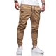 thumbnail image 1 of Pantalones de chándal Bilitry BIBONG para hombre, estilo chino cargo, algodón, caqui, XXL, 1 of 9