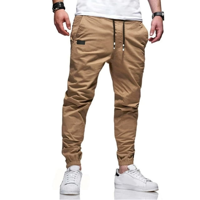 Pantalones de chándal Bilitry BIBONG para hombre, estilo chino cargo, algodón, caqui, XXL