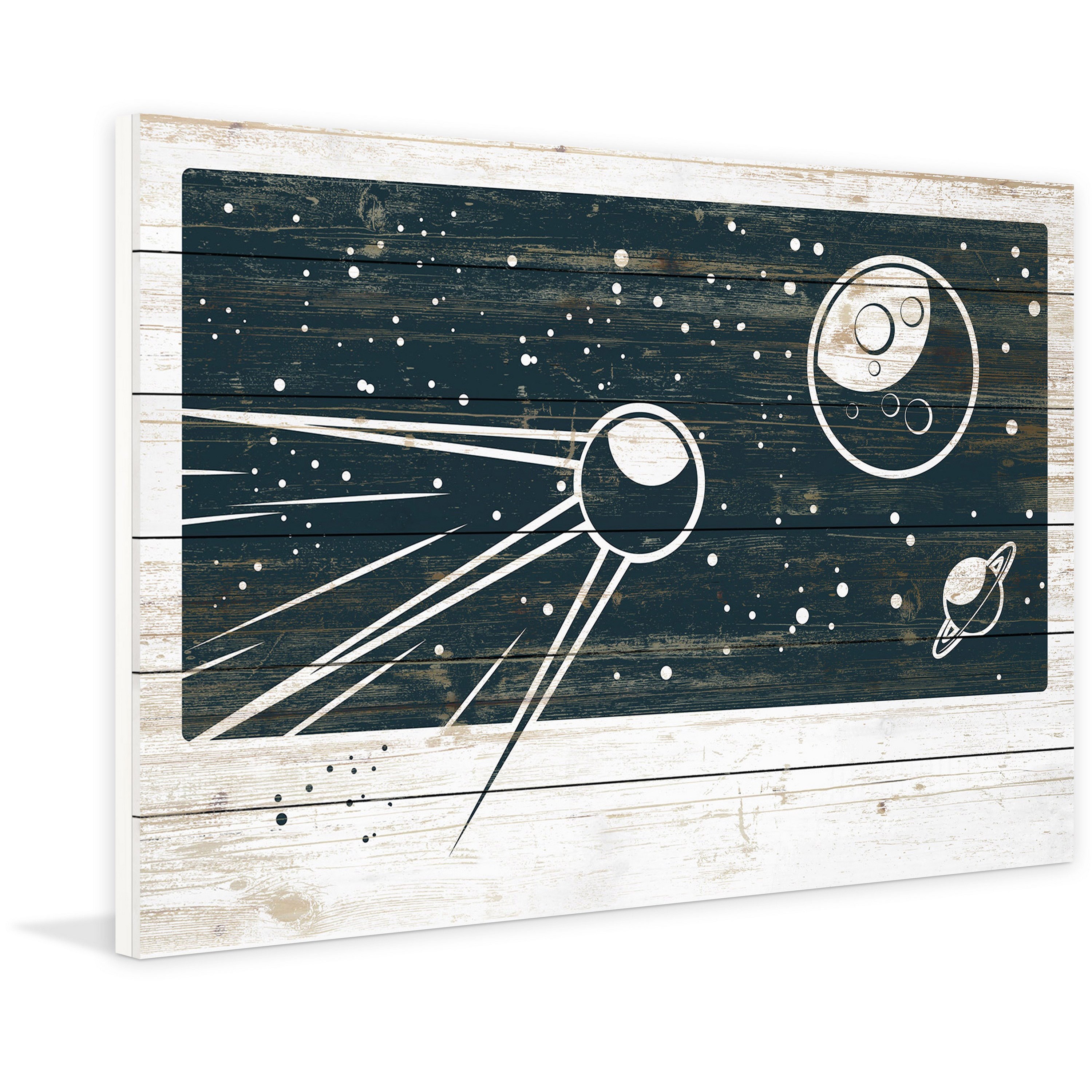Marmont Hill - "Sputnik's Orbit" Painting Print on White Wood