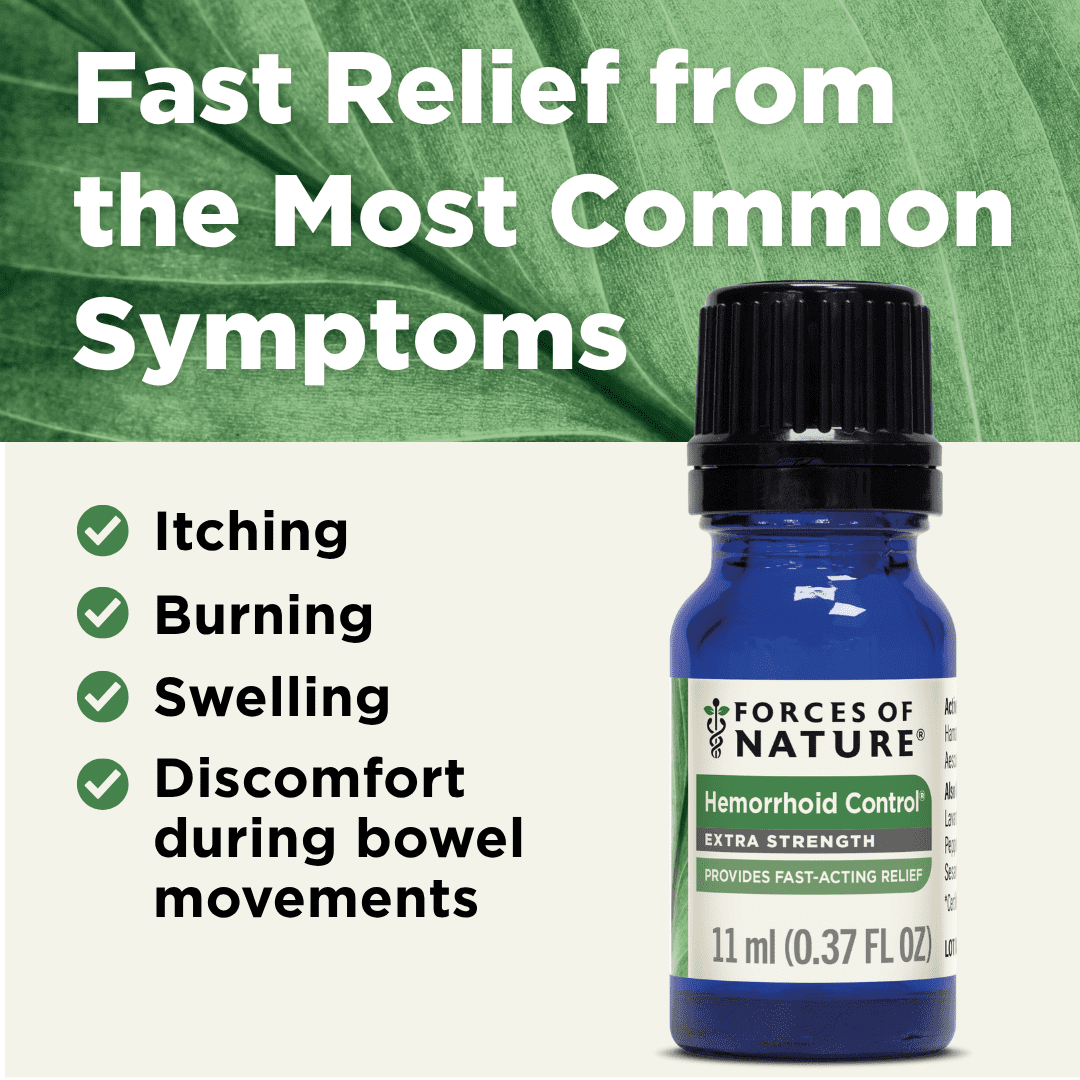 Forces of Nature Hemorrhoid Control Extra Strength 11ml, Natural, Organic Relief for Pain, Itching, Swelling