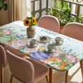 thumbnail image 3 of Easter Table Cloths for 5 Foot Rectangle Tables, Spring Rabbit Feet Eggs Botanical Flowers Butterfly Patio Waterproof Elastic Fitted Tablecloths, Washable Rectangular Table Cover for Camping, 3 of 8