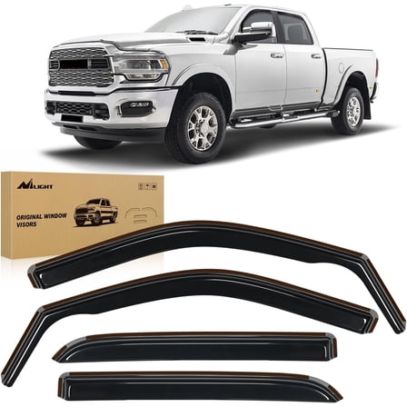 Nilight in-Channel Rain Guards for Dodge Ram 2500 3500 Crew Cab 2019 2020 2021 2022 2023 2024, Vent Window Visors, Original Window Deflectors-4PCS