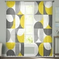 thumbnail image 3 of Grey Yellow, Semi Sheer Curtains 72 Inch Length 2 Panels Set, Middle Century Abstract Geomrtry Sheer Kitchen Curtain Privacy Voile Window Curtain for Living Room Bedroom Rod Pocket Drapes, 3 of 7