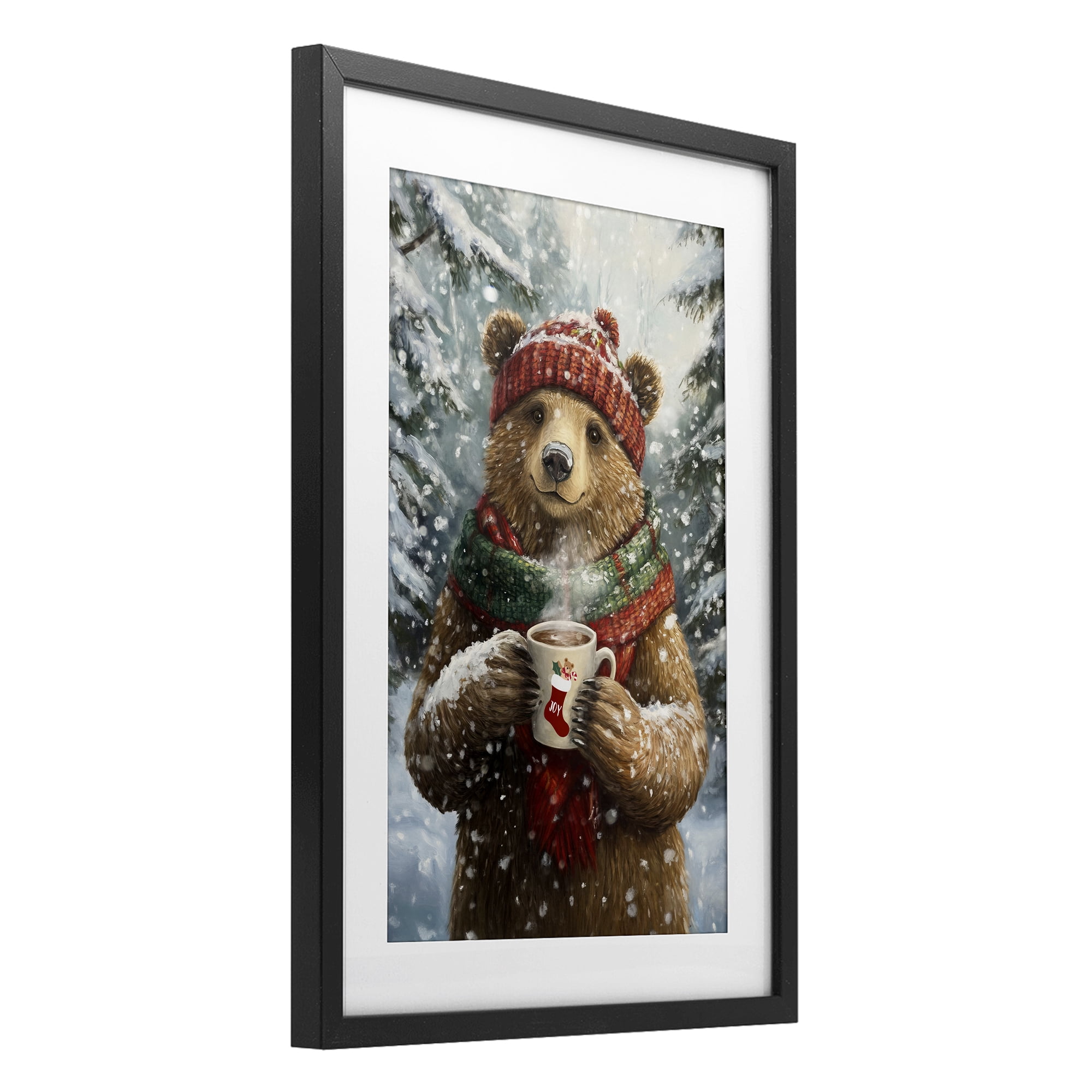 Stupell Industries Christmas Cocoa Bear Black Framed Print Under Glass, design by Tina LeCour