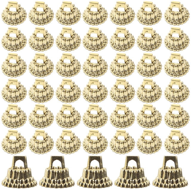 OULII Golden Plastic Ball Pendant Caps for Christmas Decor DIY Craft Decorations Size 1.5 inches