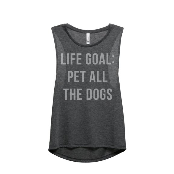 Thread Tank Life Goal Pet All The Dogs Women's Sleeveless Muscle Tank Top Charcoal Large