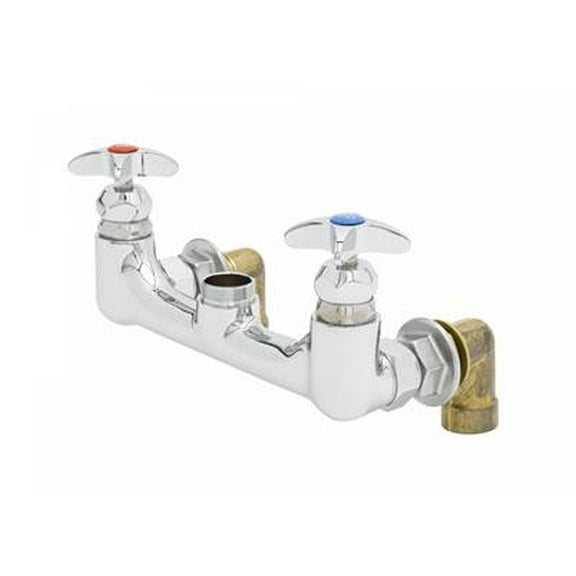 T&S Brass - Big-Flo Mixing Faucet, Swivel Outlet, 8'' Wall Mount, 00LL Inlet Elbows, Less Nozzle