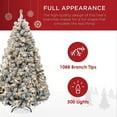 thumbnail image 3 of HOMEYA 7.5ft Pre-Lit Artificial Snow Flocked Christmas Pine Tree with 500 Warm White Lights, Metal Hinged and Storage Bag, 3 of 11