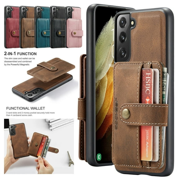 For Samsung Galaxy S22/S22 /S22 Ultra Phone Case，Shockproof Luxury Removable Leather Card Holder Cover，Silm Wallet Stand Case Cover